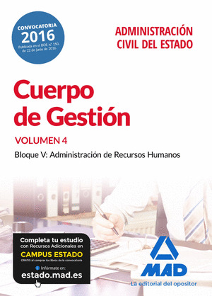 CUERPO DE GESTION DE LA ADMINISTRACION CIVIL DEL ESTADO. TEMARIO VOLUMEN 4