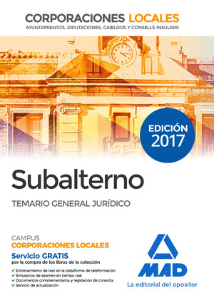 SUBALTERNO CORPORACIONES LOCALES. TEMARIO GENERAL  JURIDICO