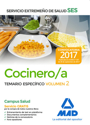 COCINERO/A DEL SERVICIO EXTREMEÑO DE SALUD (SES). TEMARIO ESPECÍFICO VOLUMEN 2
