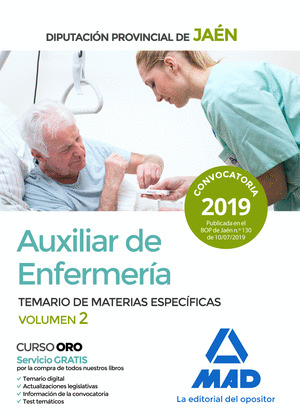 AUXILIAR DE ENFERMERÍA DE LA DIPUTACIÓN DE JAÉN. TEMARIO DE MATERIAS ESPECÍFICAS