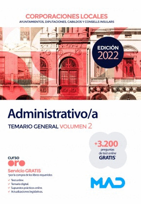 ADMINISTRATIVO/A DE CORPORACIONES LOCALES. TEMARIO GENERAL VOLUMEN 2
