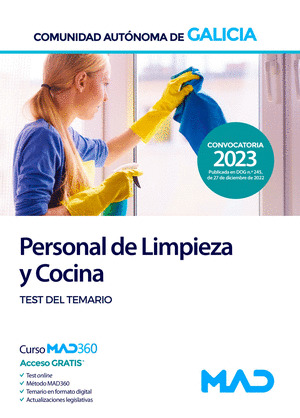 TEST TEMARIO PERSONAL DE LIMPIEZA Y COCINA. GALICIA. ESCALA DE PERSONAL DE LIMPIEZA Y RECURSOS NATURALES 