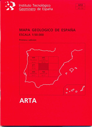 MAPA GEOLOGICO DE ESPAÑA, ESCALA 1:50.000, ARTA