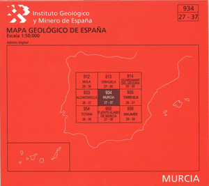 MAPA GEOLOGICO DE ESPAÑA ESCALA 1:50.000. EDICION DIGITAL. HOJA 934, MURCIA