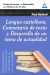 LENGUA CASTELLANA, COMENTARIO DE TEXTO Y DESARROLLO DE UN TEMA DE ACTUALIDAD. FASE GENERAL