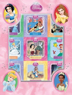 BLOQUE DE LIBROS PRINCESAS DISNEY (LIBRO ESTUCHE CONTENEDOR DE 9 MINILIBROS GORDOS DE CARTON)